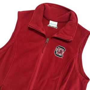 Columbia South Carolina Gamecocks  Fleece Vest Womens Large Red Zip Up Pockets‎